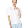 Vince Women's Draped Puff Sleeve Blouse, Optic White, 2