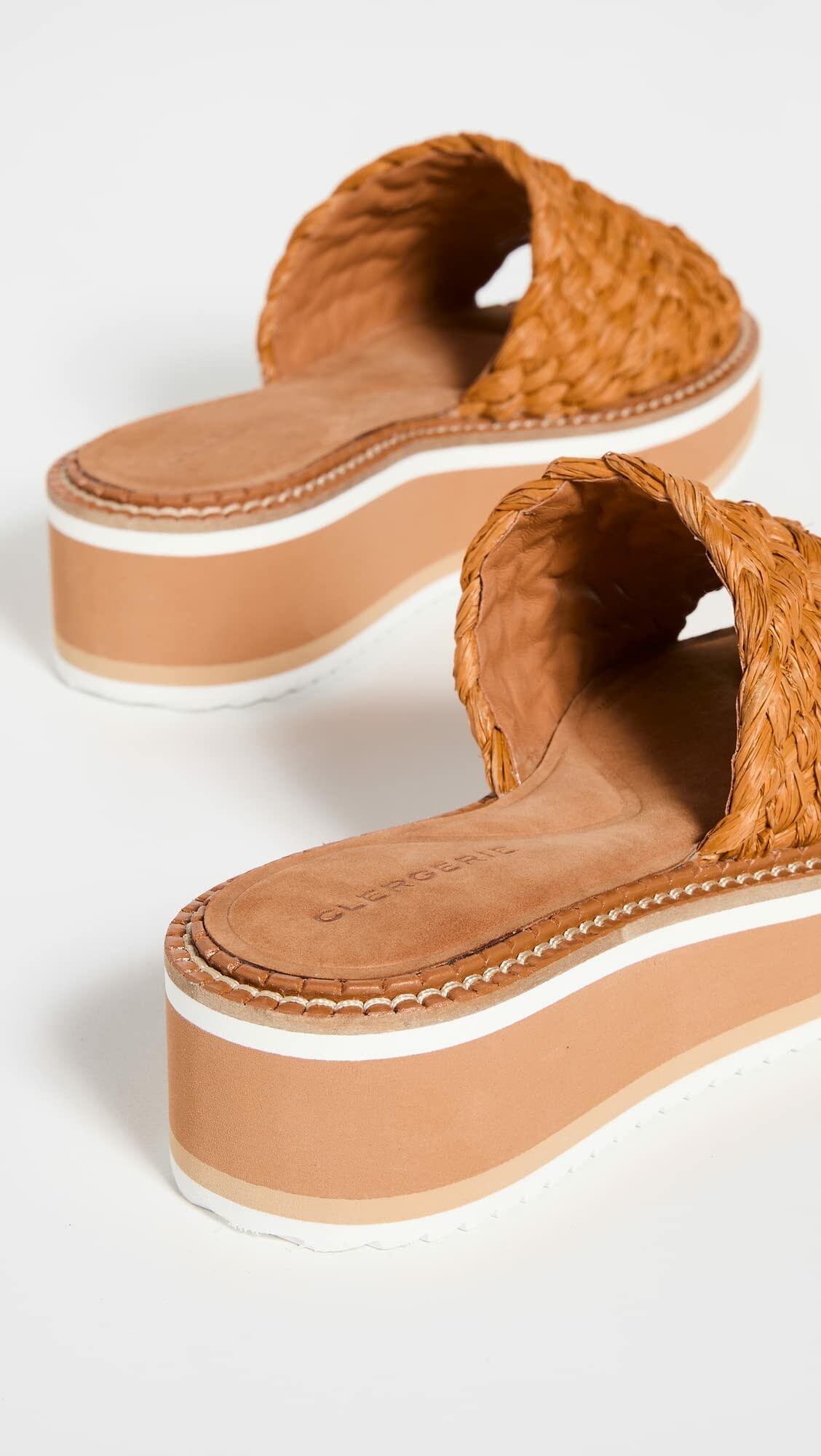 Clergerie Women's Fleurine Platform Slides, Resin, Tan, 8.5