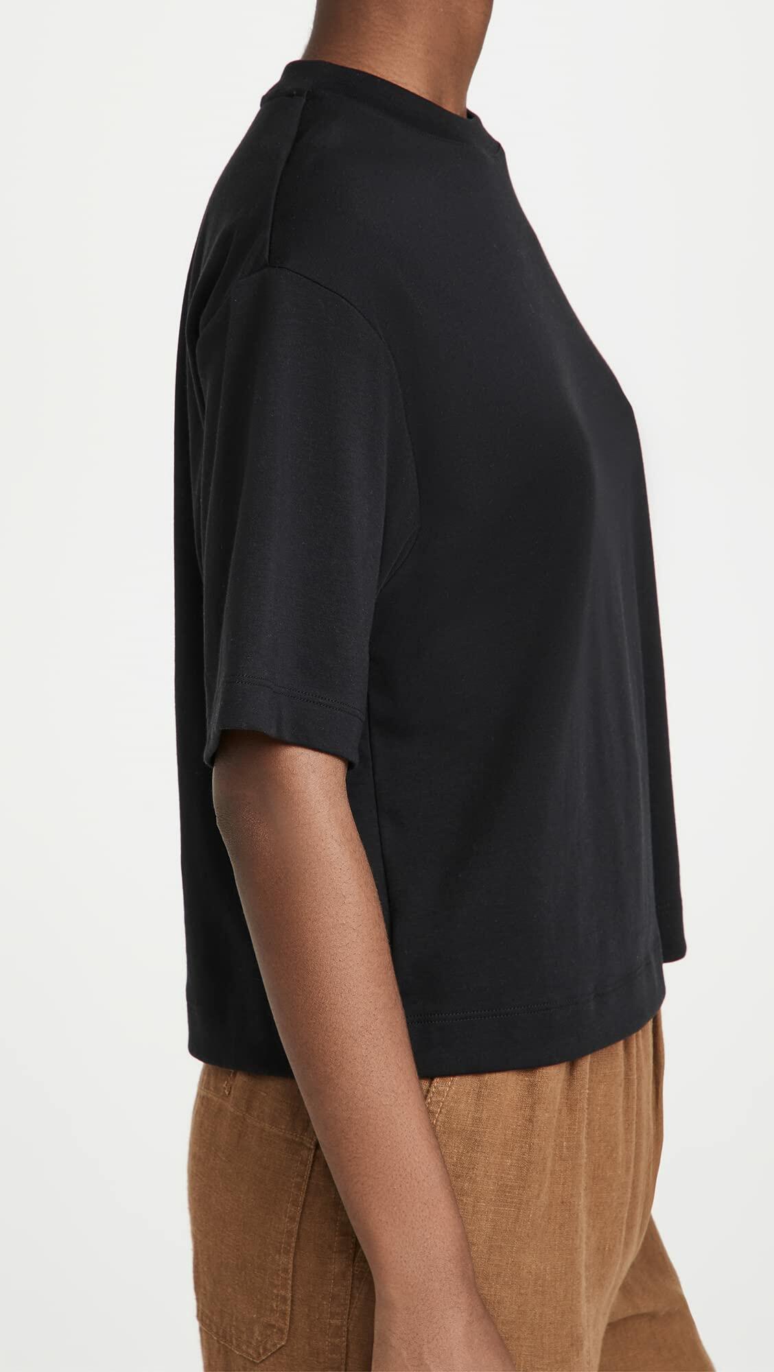 Vince Women's Wide Sleeve Crop Tee, Black, XL