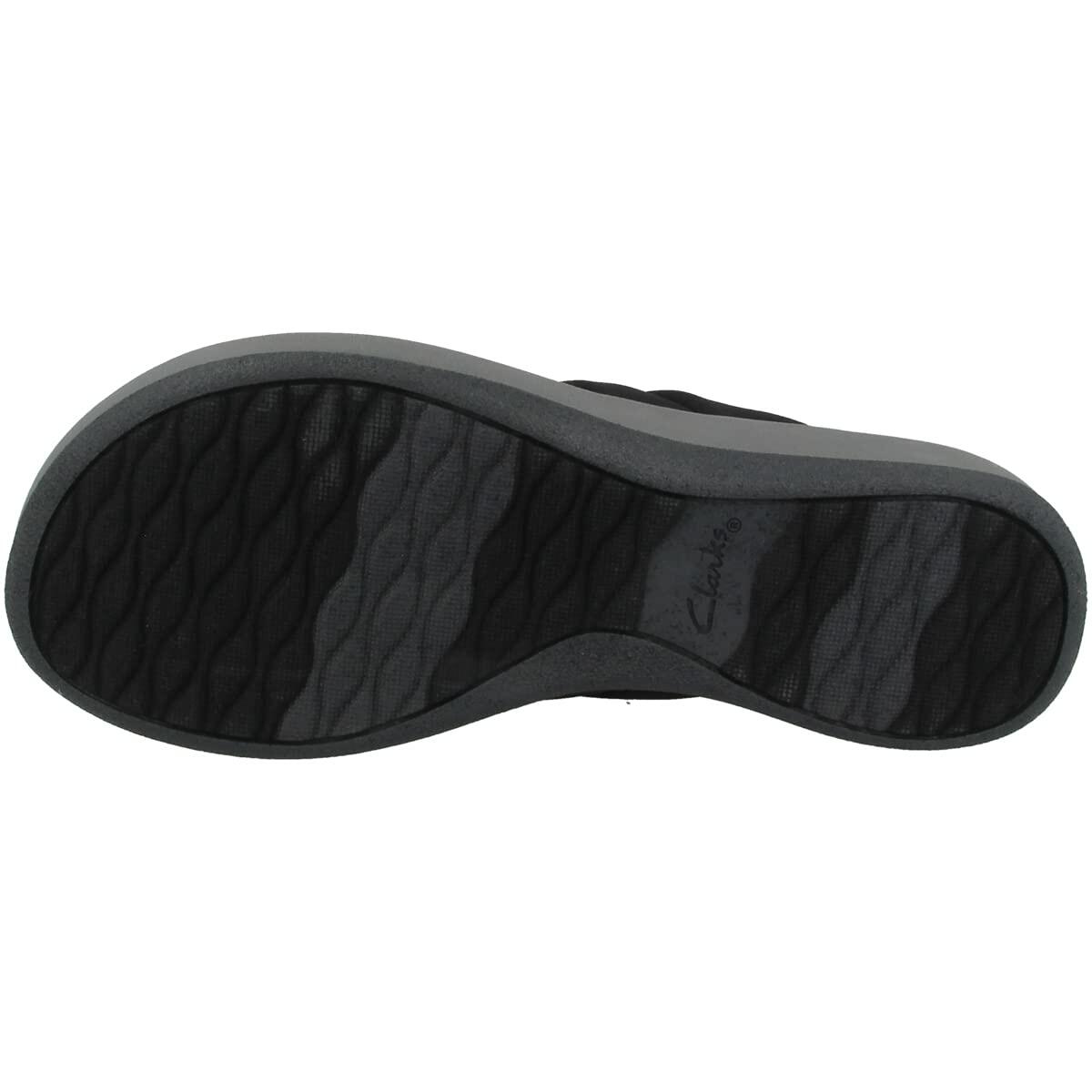 Clarks Women's Flip-Flop, Black Textile, 8