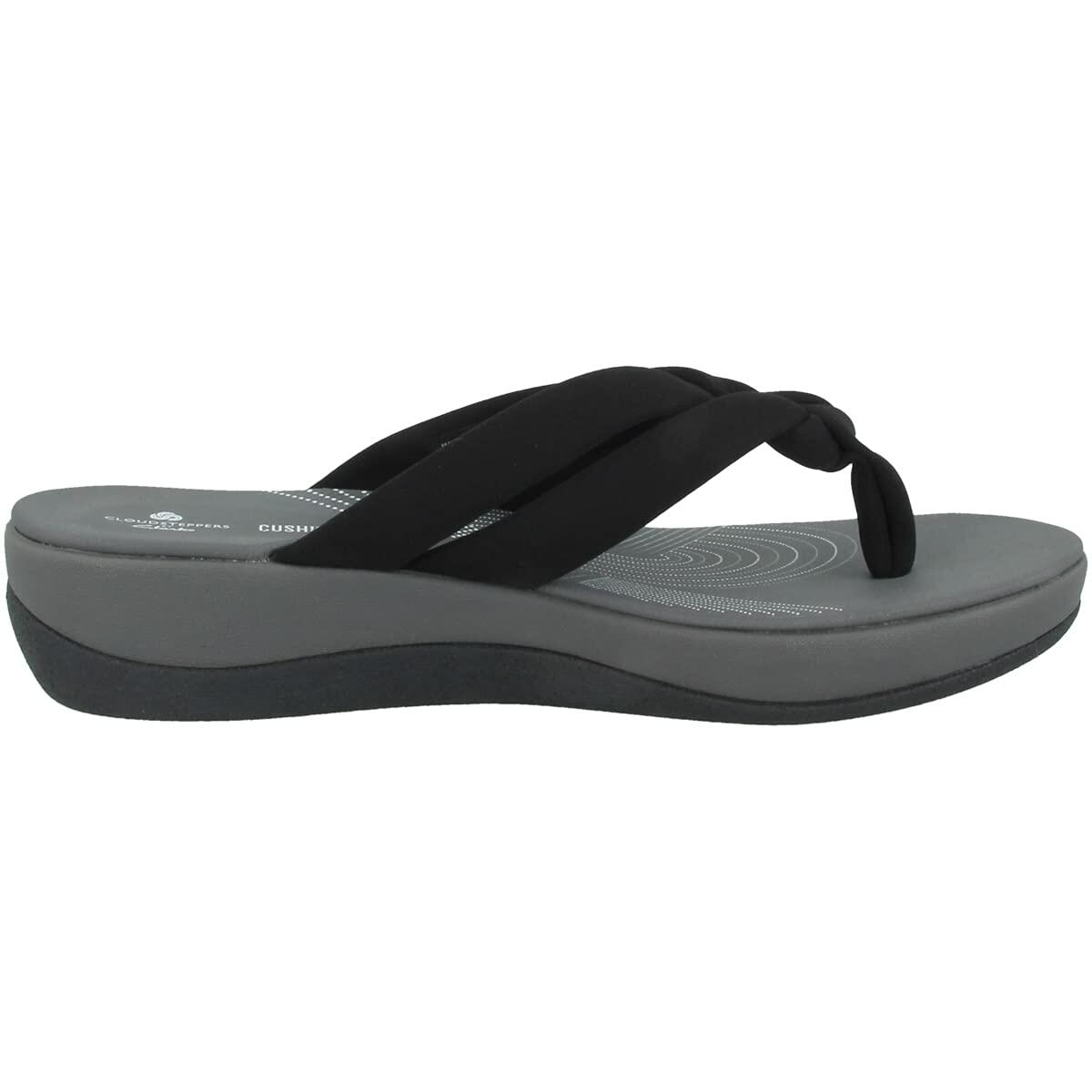 Clarks Women's Flip-Flop, Black Textile, 8