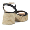 Eric Michael® Argento Sandals for Women – Leather Construction – Jute Braid Detailing – 3-inch Heel Black EU 38 (US Women's 7.5-8) M (B)