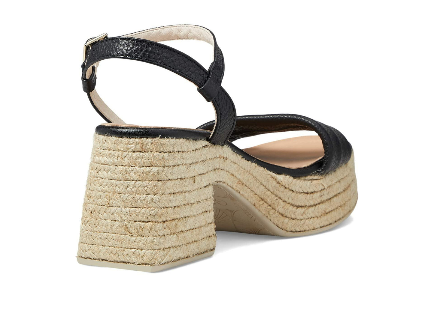 Eric Michael® Argento Sandals for Women – Leather Construction – Jute Braid Detailing – 3-inch Heel Black EU 38 (US Women's 7.5-8) M (B)