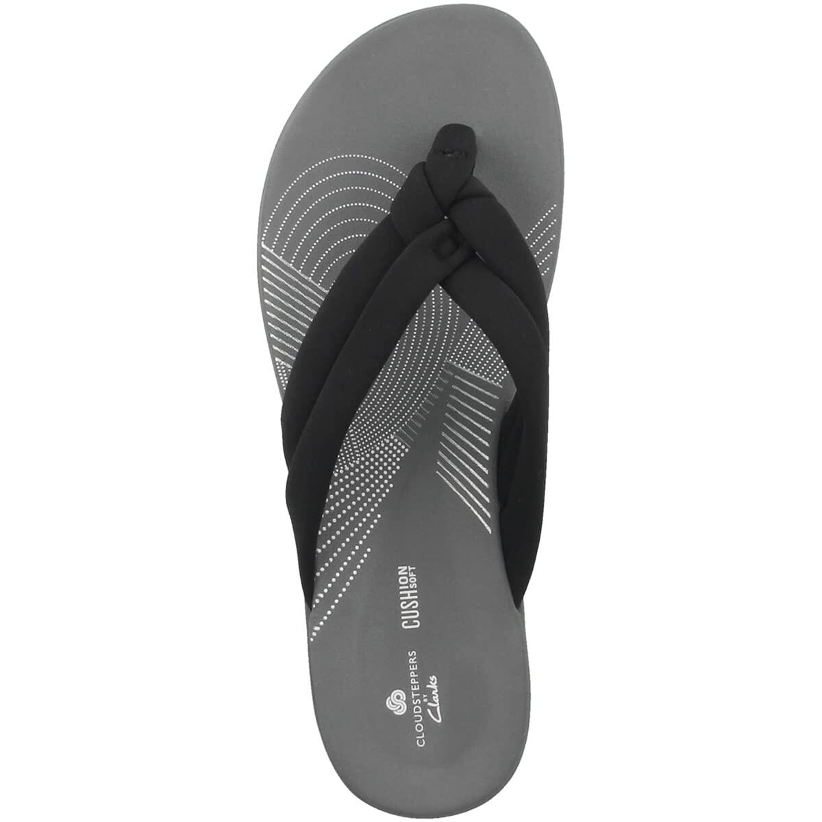 Clarks Women's Flip-Flop, Black Textile, 8
