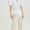 Vince Women's Draped Puff Sleeve Blouse, Optic White, 2