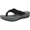 Clarks Women's Flip-Flop, Black Textile, 8