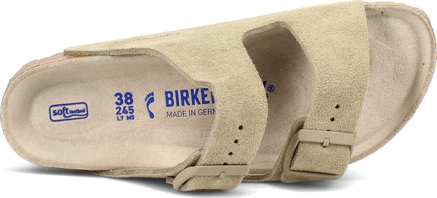Birkenstock Unisex Arizona Birko-Flor Nubuck Leather Wide Sandals, khaki, 4/4.5