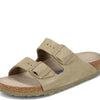 Birkenstock Unisex Arizona Birko-Flor Nubuck Leather Wide Sandals, khaki, 4/4.5