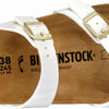 Birkenstock Womens Mayari Strappy Birko-Flor Twin Buckle Patent Sandals - White - US6/EU37