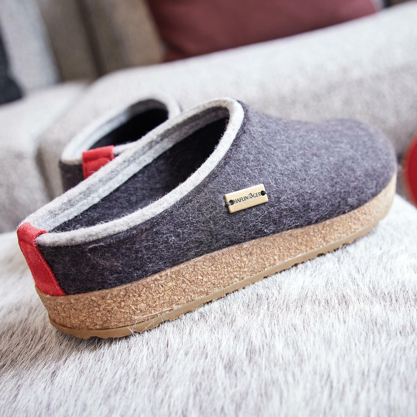 HAFLINGER Kris Felt Clog Wool Clogs Slipper Mules Shoes Unisex Gray (Charcoal 77) EU 46