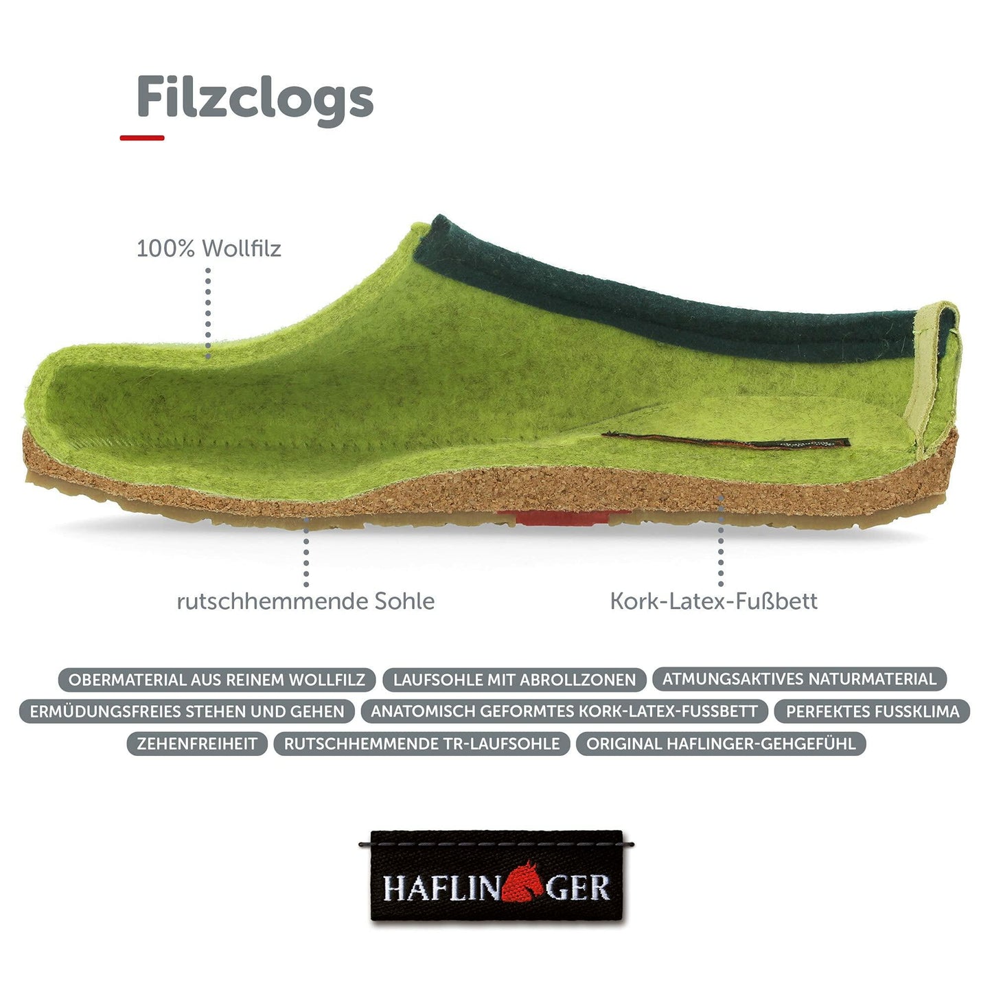 HAFLINGER Kris Felt Clog Wool Clogs Slipper Mules Shoes Unisex Gray (Charcoal 77) EU 46