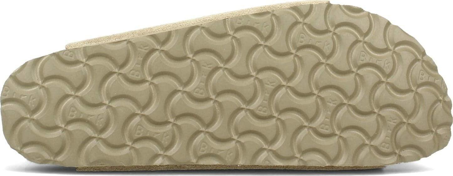 Birkenstock Unisex Arizona Birko-Flor Nubuck Leather Wide Sandals, khaki, 4/4.5