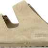 Birkenstock Unisex Arizona Birko-Flor Nubuck Leather Wide Sandals, khaki, 4/4.5