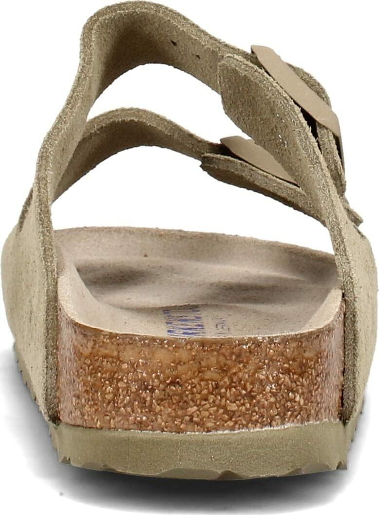 Birkenstock Unisex Arizona Birko-Flor Nubuck Leather Wide Sandals, khaki, 4/4.5