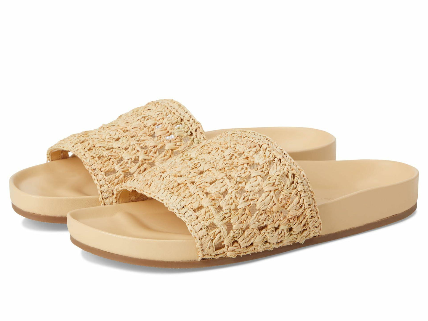 Loeffler Randall Womens Henri Crochet Raffia Band Footbed Sandals Natural 7 Medium