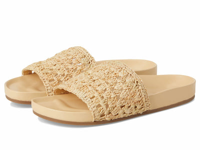 Loeffler Randall Womens Henri Crochet Raffia Band Footbed Sandals Natural 7 Medium