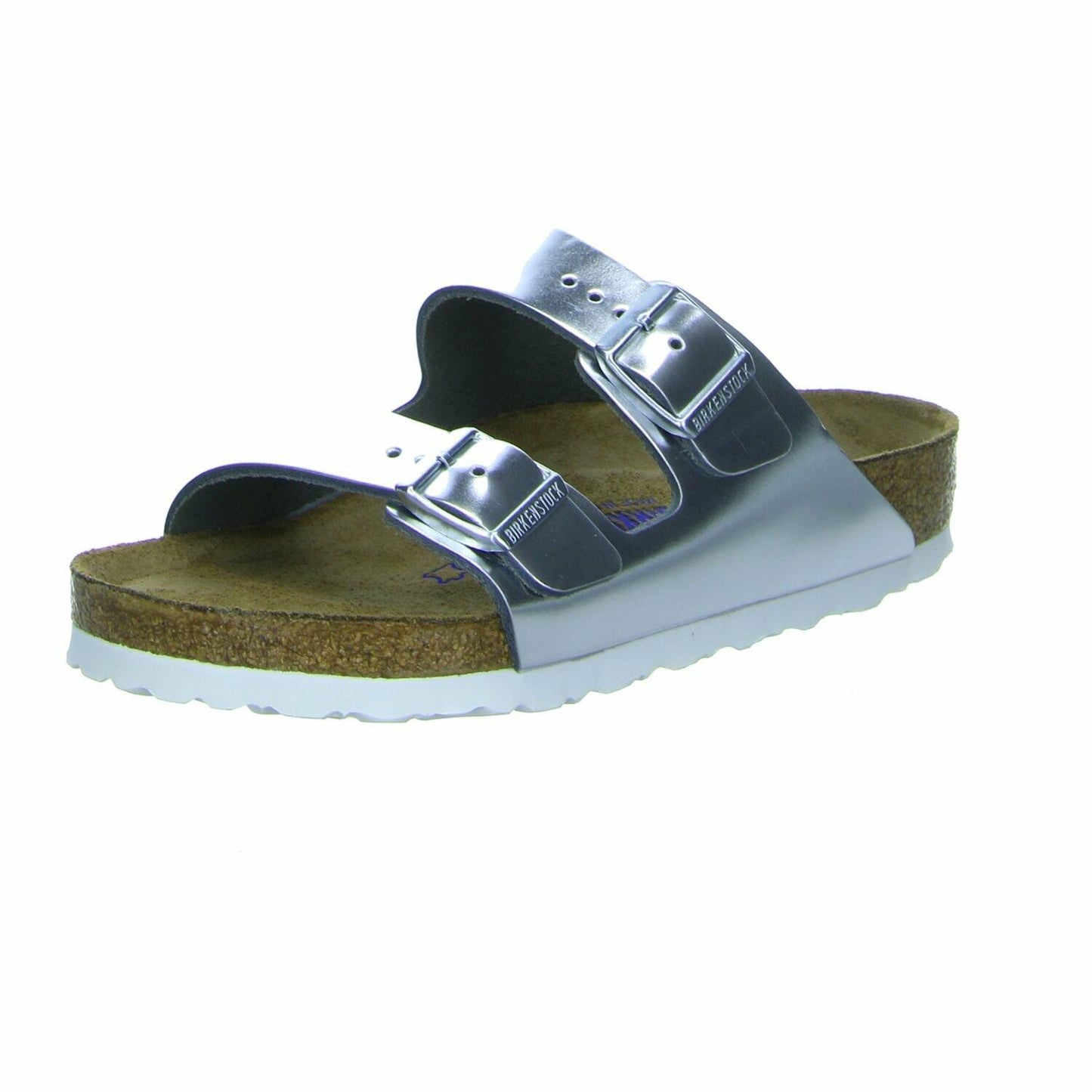 Birkenstock Womens Arizona Soft Foot Bed Double Buckle Metallic Sandals - Metallic Silver - US11/EU42