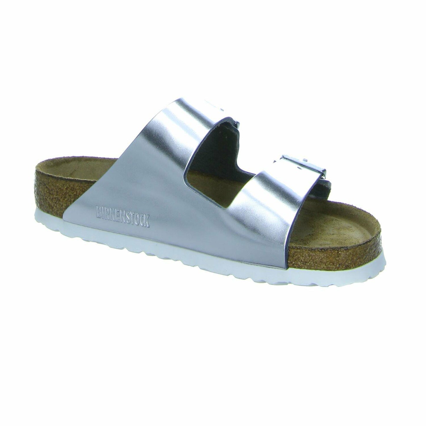 Birkenstock Womens Arizona Soft Foot Bed Double Buckle Metallic Sandals - Metallic Silver - US11/EU42