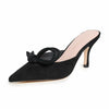 Loeffler Randall Women's Amyra Bow Heeled Mules, Black, 8 Medium US