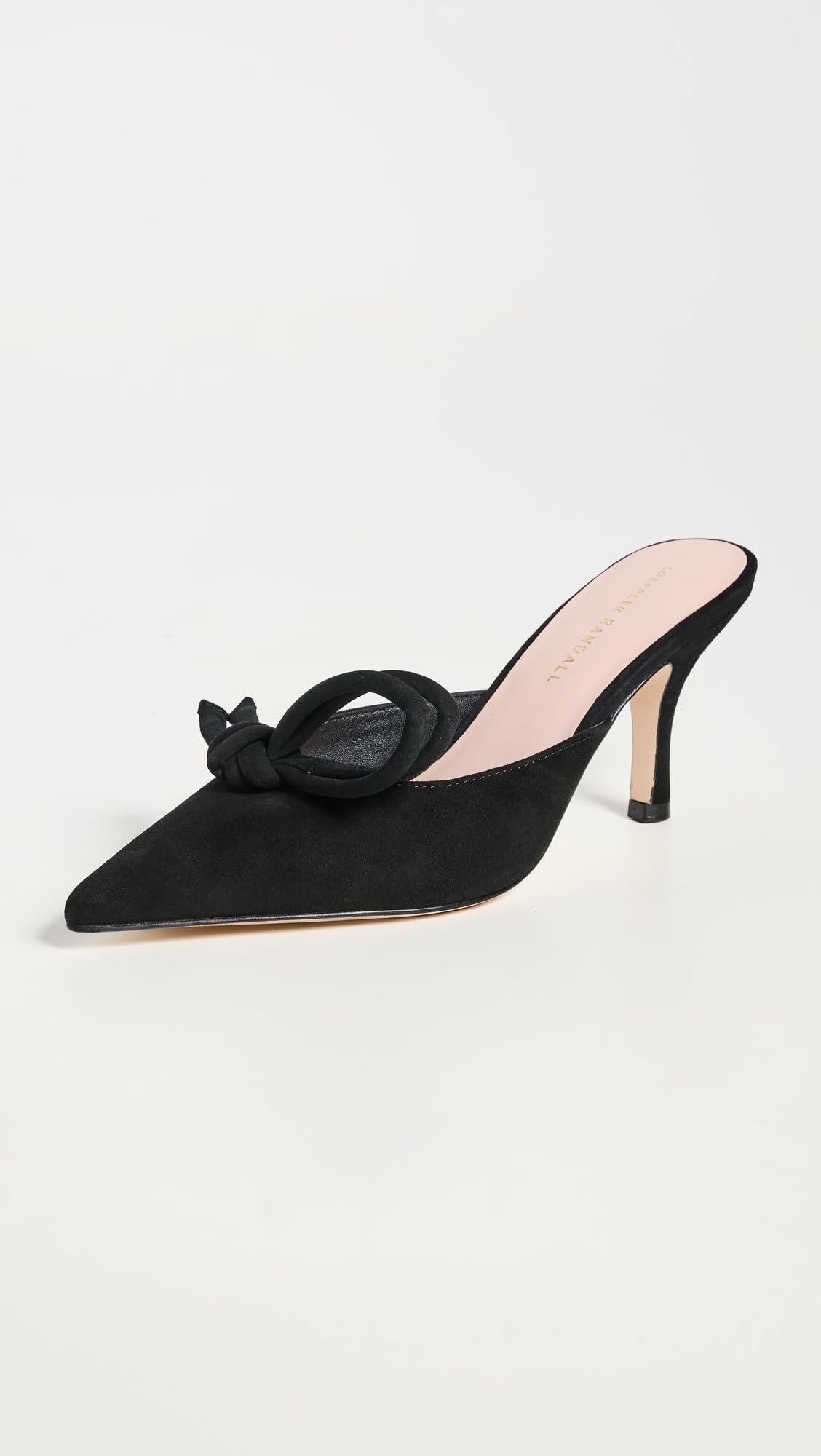 Loeffler Randall Women's Amyra Bow Heeled Mules, Black, 8 Medium US