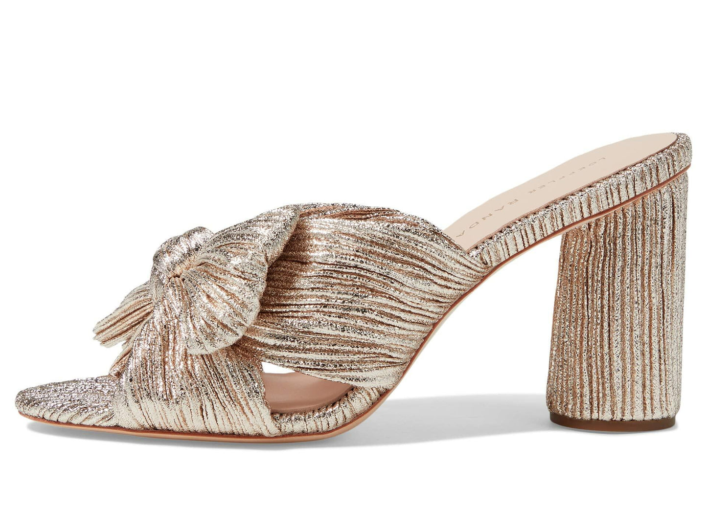 Loeffler Randall Penny Pleated Knot Mules for Women - Textile Lining - Leather Footbed - Leather Outsole Champagne 11 B - Medium