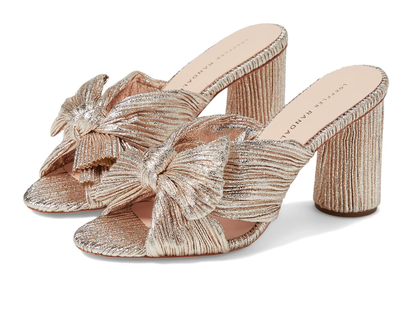 Loeffler Randall Penny Pleated Knot Mules for Women - Textile Lining - Leather Footbed - Leather Outsole Champagne 11 B - Medium