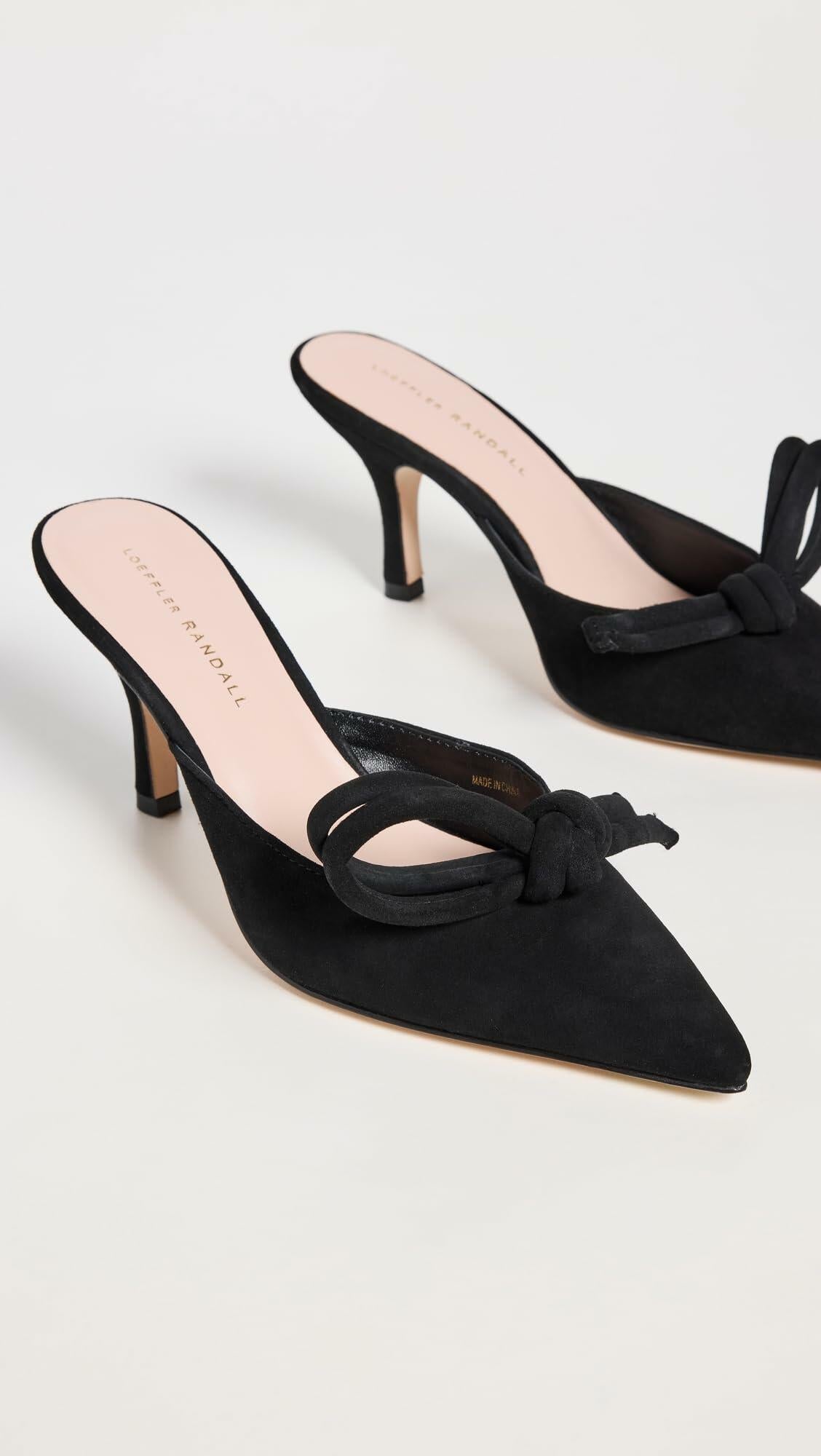 Loeffler Randall Women's Amyra Bow Heeled Mules, Black, 8 Medium US