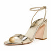 Loeffler Randall Women's Malia Curved Heel Simple Sandals with Ankle Wrap, Champagne, 11 Medium US