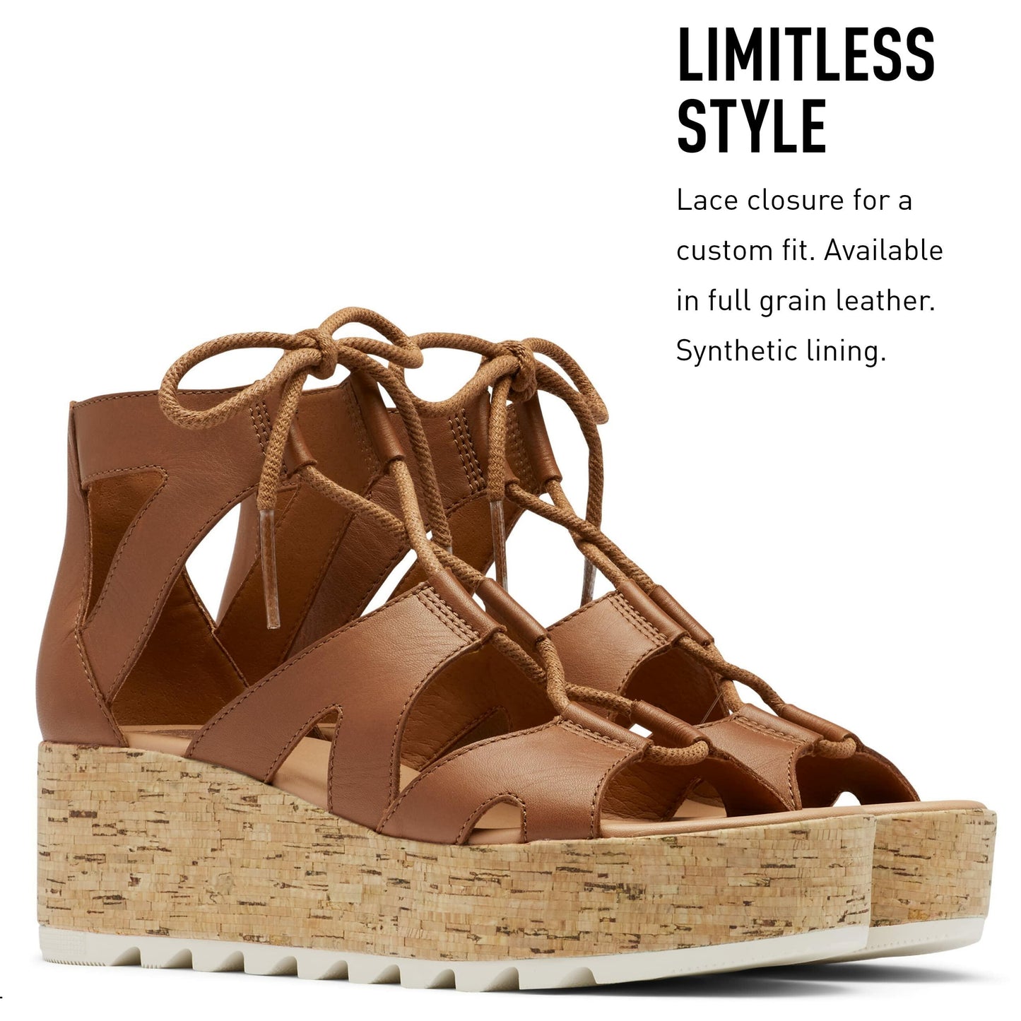Sorel Women's Cameron™ Flatform Lace Wedge Sandals Velvet Tan/Chalk 10 B - Medium