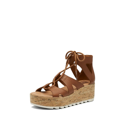 Sorel Women's Cameron™ Flatform Lace Wedge Sandals Velvet Tan/Chalk 10 B - Medium