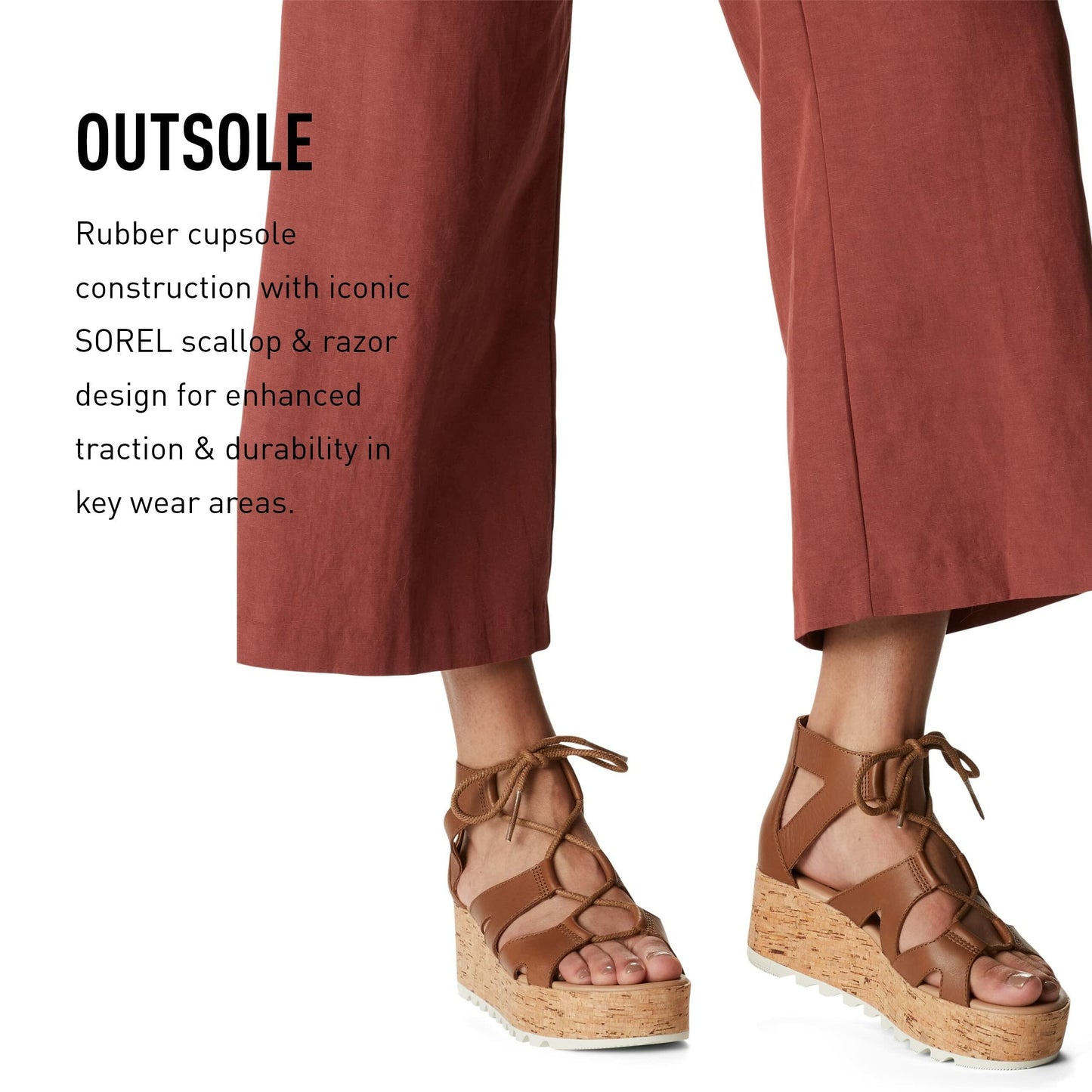 Sorel Women's Cameron™ Flatform Lace Wedge Sandals Velvet Tan/Chalk 10 B - Medium