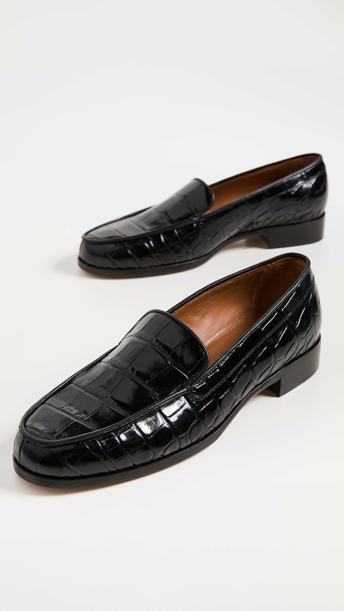 Emme Parsons Women's Danielle Loafers, Black Croc, 10 Medium US