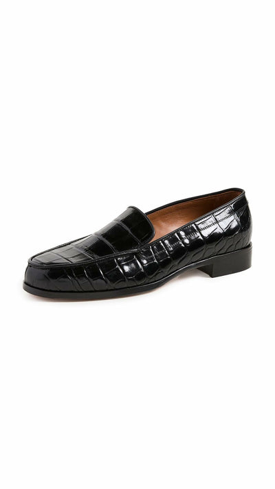 Emme Parsons Women's Danielle Loafers, Black Croc, 10 Medium US