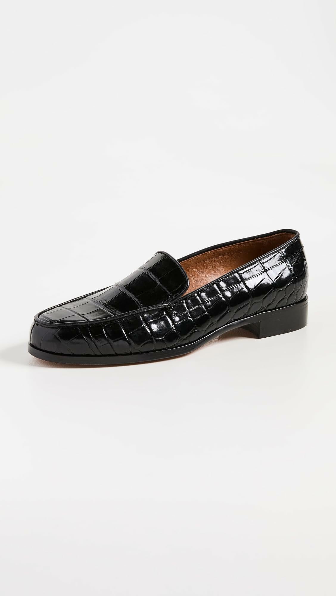 Emme Parsons Women's Danielle Loafers, Black Croc, 10 Medium US