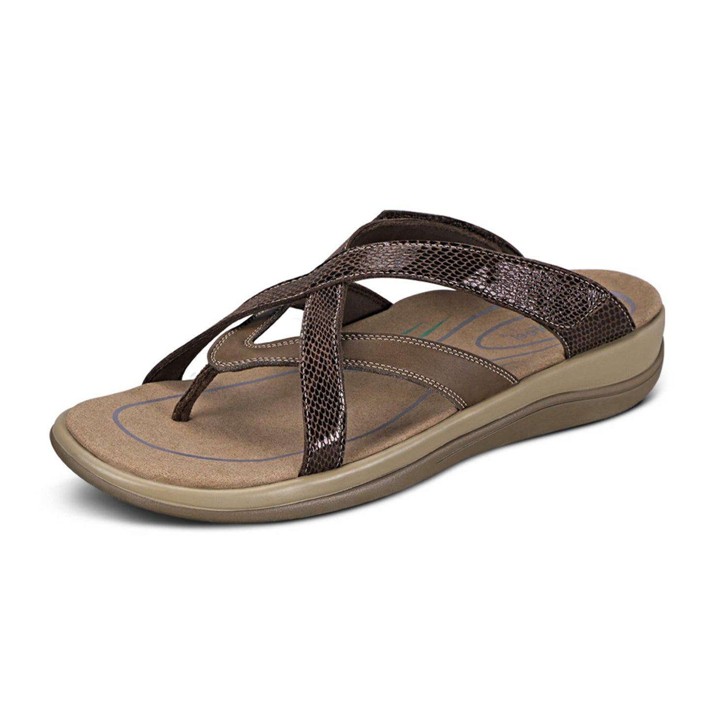 Orthofeet Women's Orthopedic Clio Adjustable Slip-On Sandal, Brown, Size 9.5