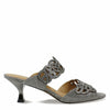 J. Renee Francie - Heels for Women - Soft Satiny Fabric Uppers - Open Toe - Synthetic Linings - Sculpted Heel Pewter Glitter 6.5 M (B)
