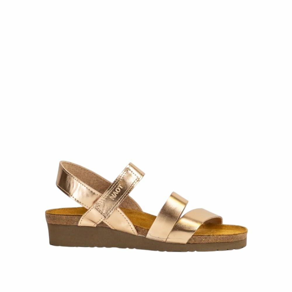 NAOT Kayla Women's Sandals – 3-Strap Support with Backstrap, Cork-Latex Footbed, Arch Support – Comfortable for All-Day Walking Rose Gold Lthr 11-11.5 N-M US