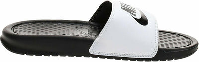 Nike Mens Benassi Solarsoft Slide Athletic Sandal (White/Black/White, numeric_12)