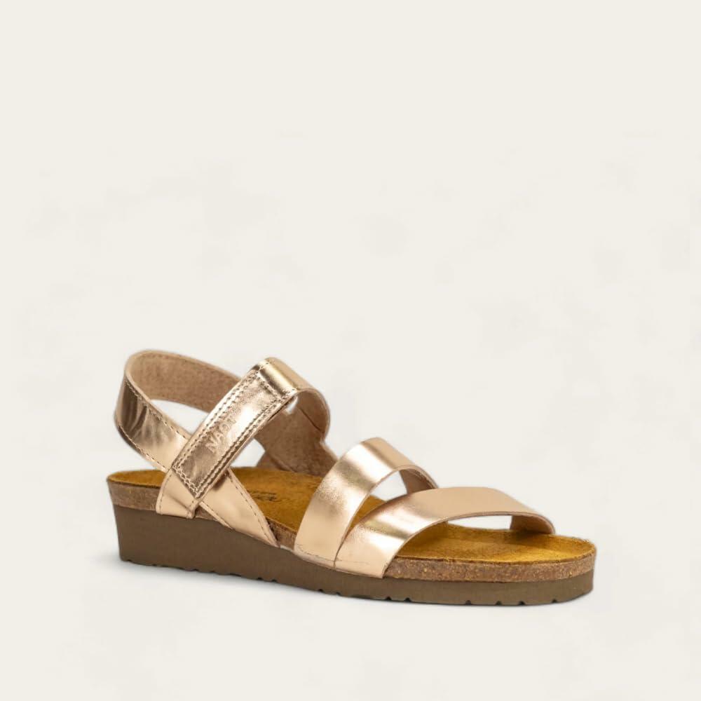 NAOT Kayla Women's Sandals – 3-Strap Support with Backstrap, Cork-Latex Footbed, Arch Support – Comfortable for All-Day Walking Rose Gold Lthr 11-11.5 N-M US