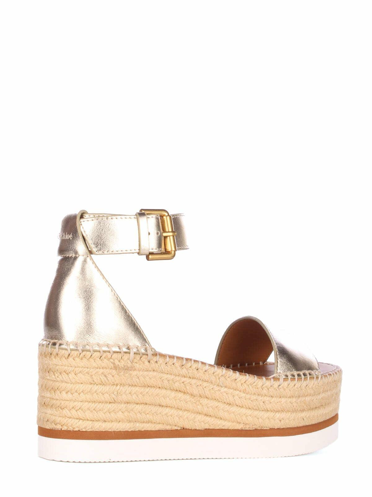 See by Chloe Womens Glyn Espadrille Wedge Platform Light Gold 1 EU 37 (US Women's 7) M