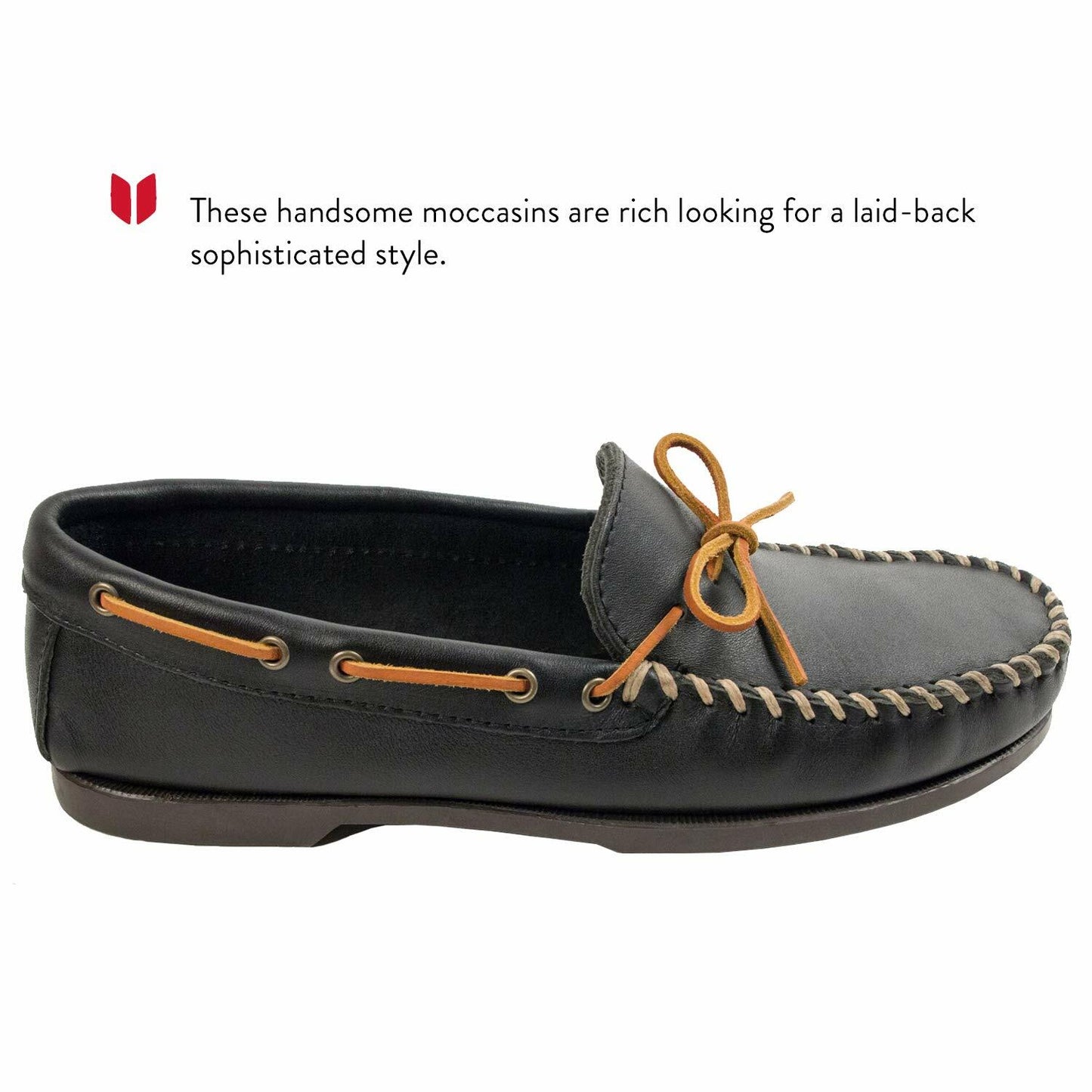 Minnetonka Men's Classic Camp Moccasin,Black,12 M US