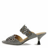 J. Renee Francie - Heels for Women - Soft Satiny Fabric Uppers - Open Toe - Synthetic Linings - Sculpted Heel Pewter Glitter 6.5 M (B)
