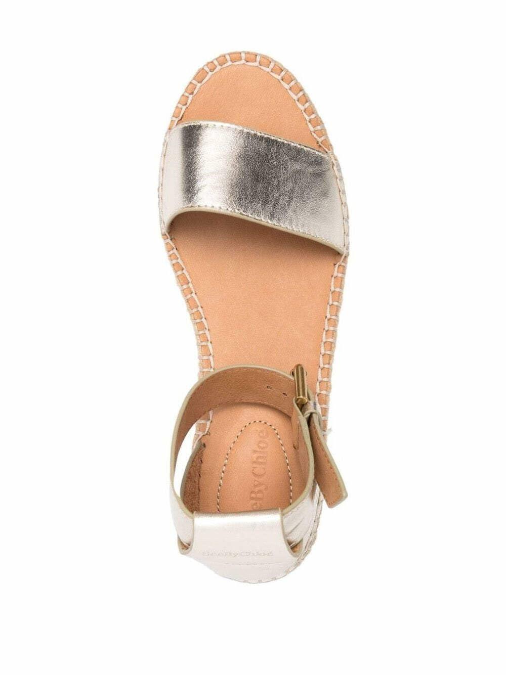 See by Chloe Womens Glyn Espadrille Wedge Platform Light Gold 1 EU 37 (US Women's 7) M