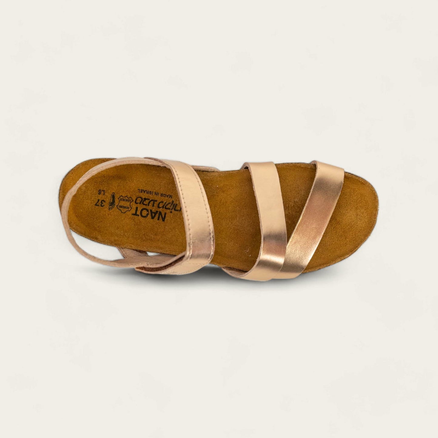 NAOT Kayla Women's Sandals – 3-Strap Support with Backstrap, Cork-Latex Footbed, Arch Support – Comfortable for All-Day Walking Rose Gold Lthr 11-11.5 N-M US