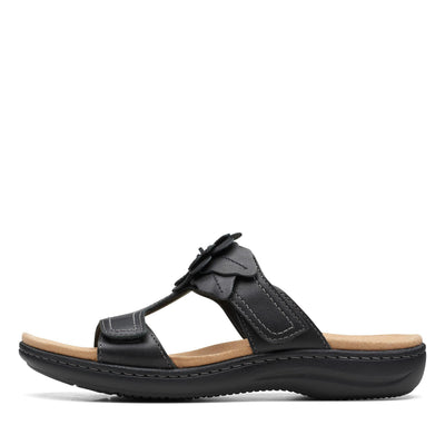 Clarks Women's Laurieann Madi Flat Sandal, Black Leather, 10 Medium US