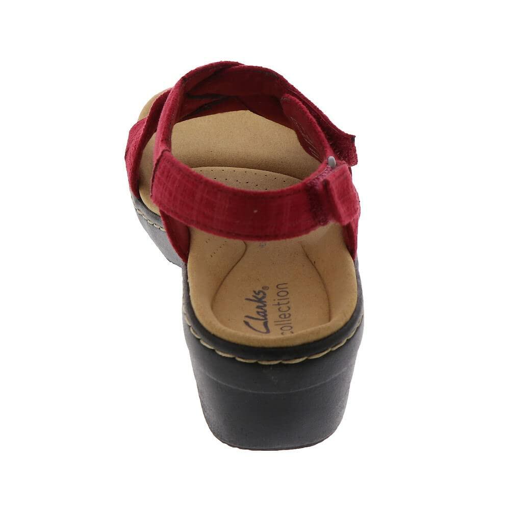 Clarks Women's Merliah Echo Heeled Sandal, Red Interest, 9 Medium US