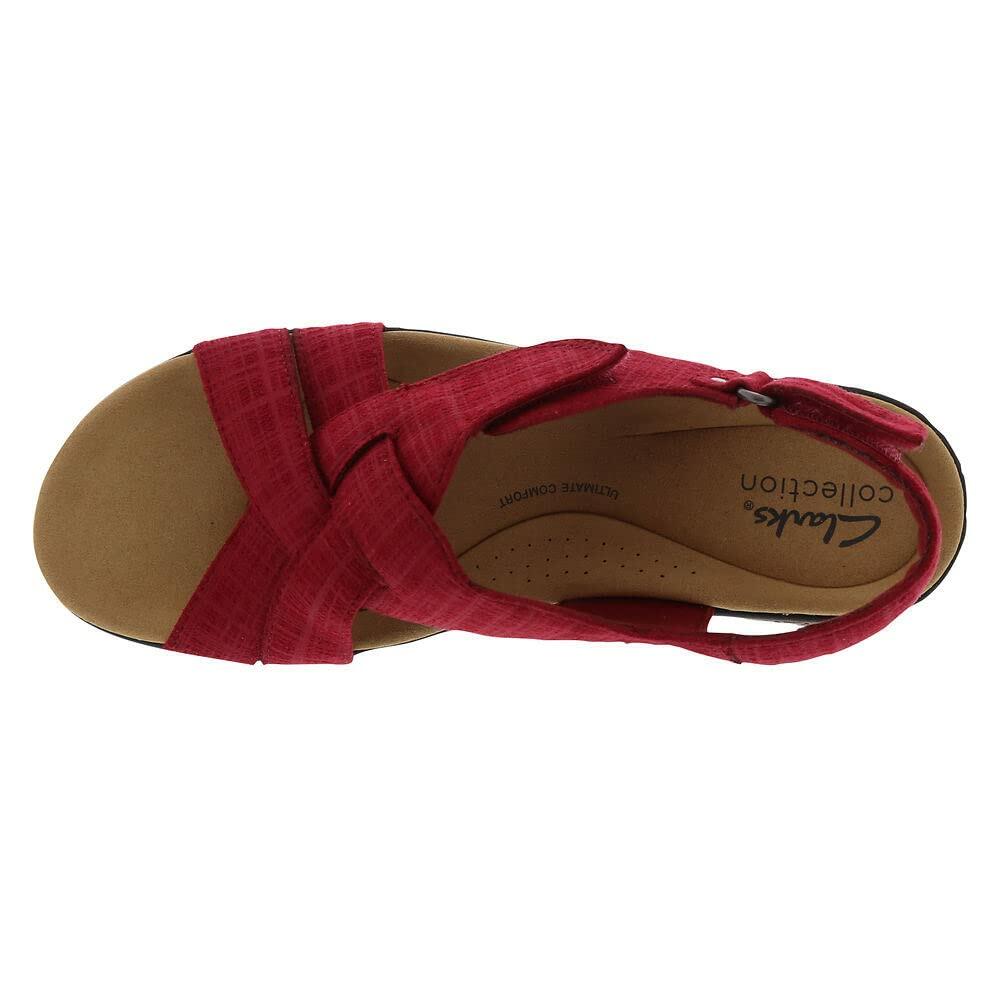Clarks Women's Merliah Echo Heeled Sandal, Red Interest, 9 Medium US