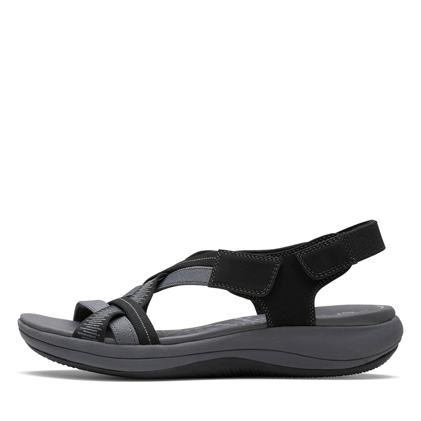 Clarks Women's Mira Ivy Flat Sandal, Black Textile, 10 Medium US