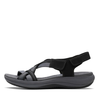 Clarks Women's Mira Ivy Flat Sandal, Black Textile, 10 Medium US