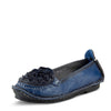 Spring Step L'Artiste Dezi Leather Shoes for Women | Comfortable Slip-On Shoes with Soft Leather Flower | Ladies Casual Flats for Work Navy EU 43 / US 11.5-12